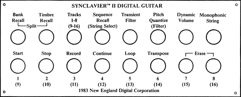 Synclavier II Digital Guitar Sontrol Panel