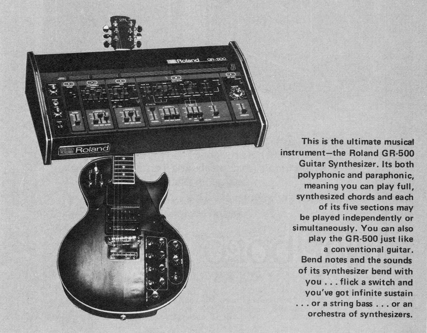 1978 Roland GR-500 Guitar Synthesizer Led Zeppelin GR500 Magazine  Advertisement