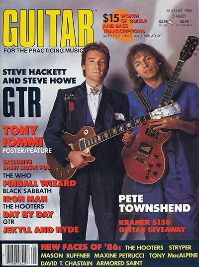 Steve Howe and Steve Hackett on the cover of Guitar Magazine, August 1986